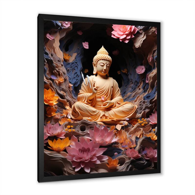 Designart "Gold Pink Buddhism Lotus Enlightenment This II" Buddhism